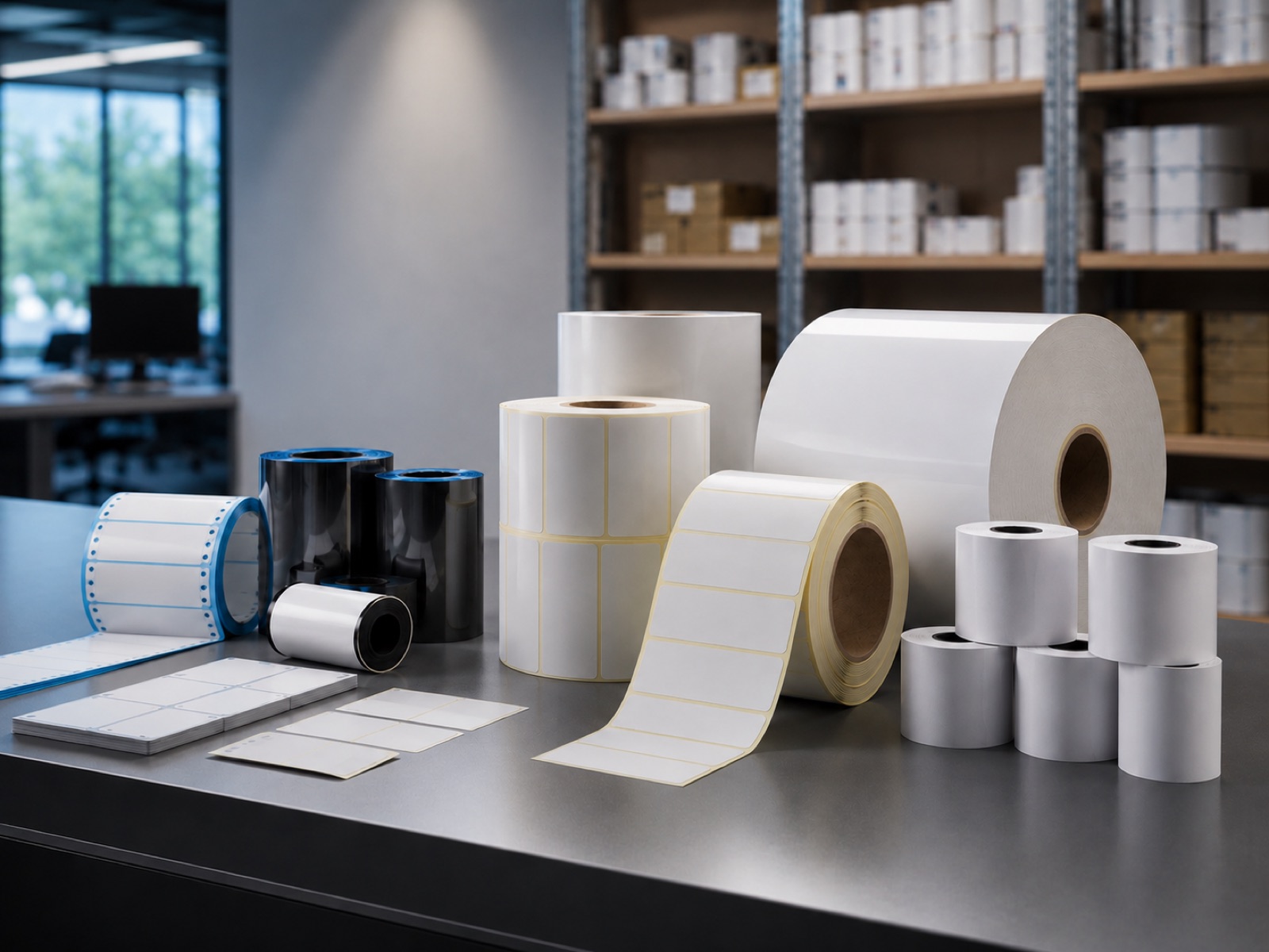 Rotoli di etichette, carta e ribbon per stampanti termiche
